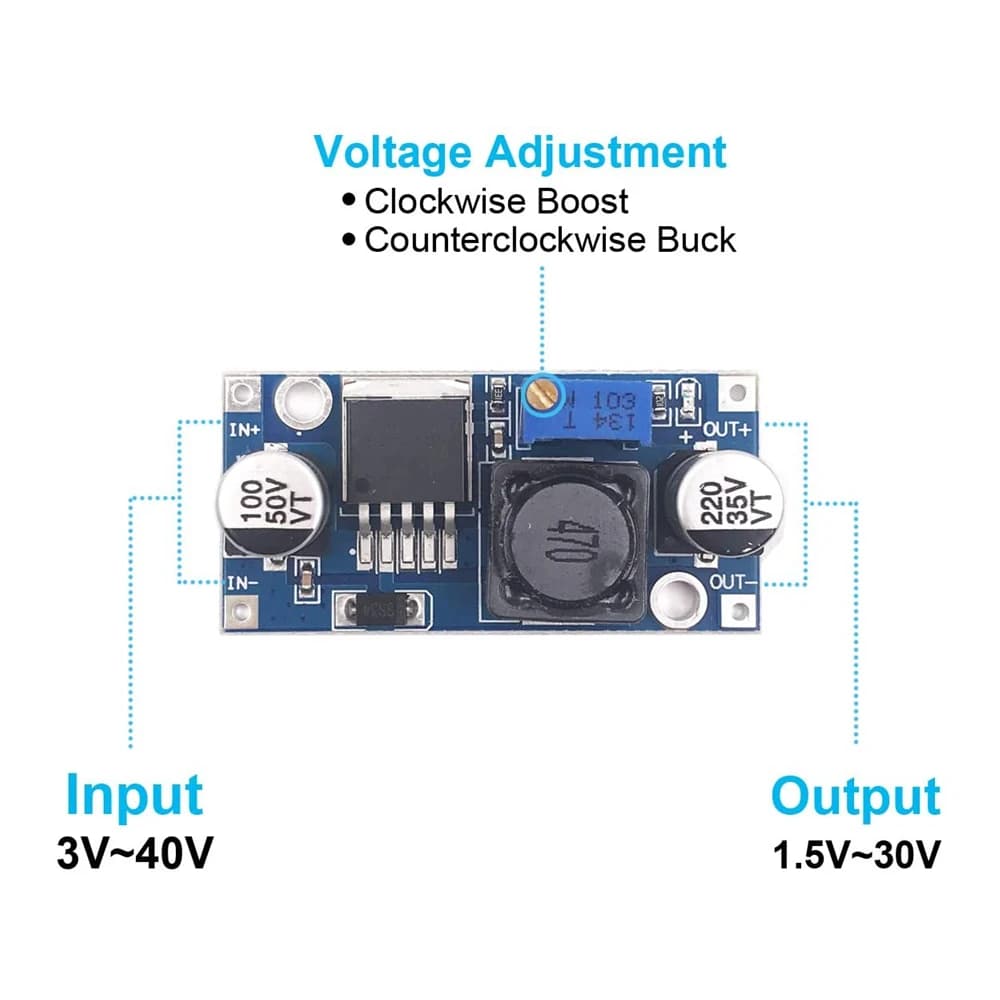 Module abaisseur de convertisseur Buck DC-DC LM2596, sortie d'alimentation 1.25V-30V