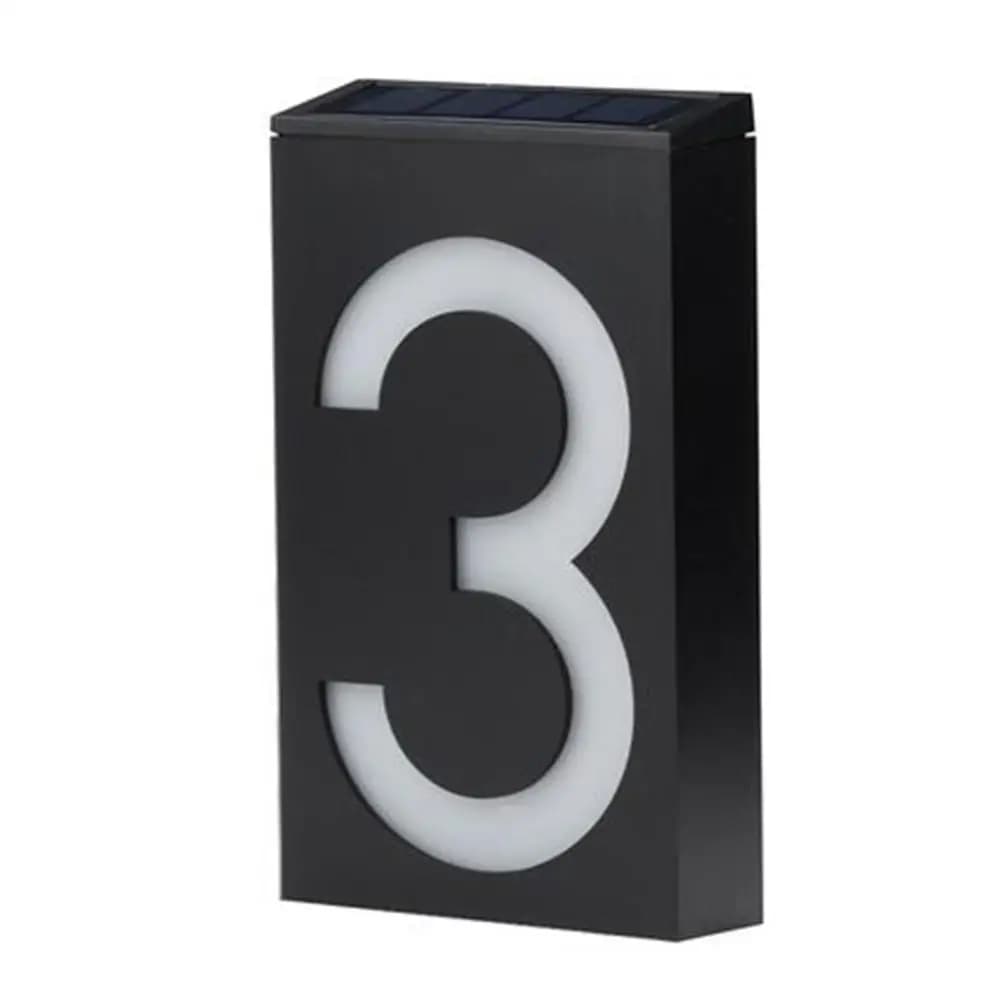 Alimenté solaire 0-9 lumière LED numéro d'adresse de maison rue route plaque de porte applique maiso