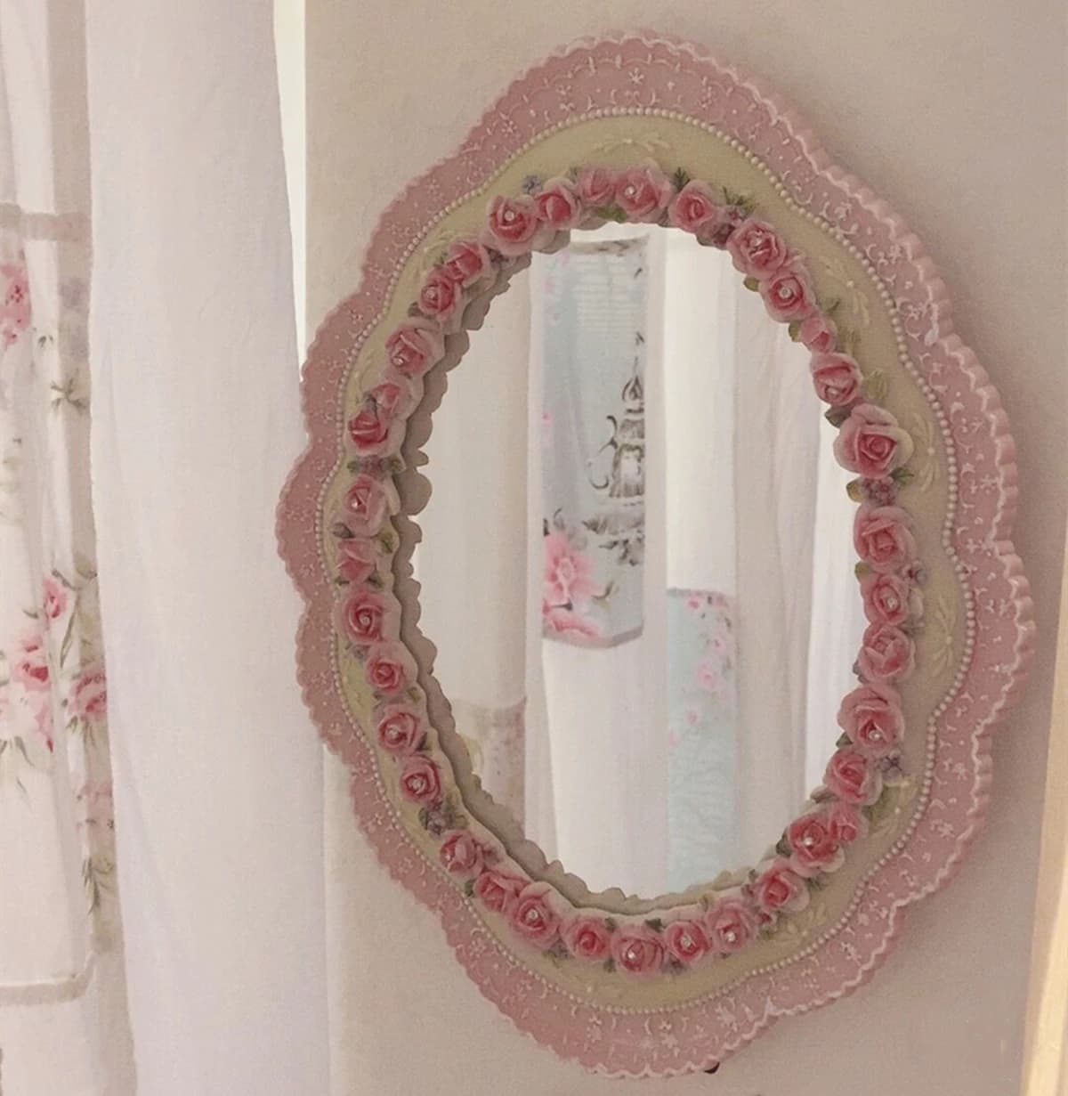 Miroir de bureau sur pied, grande décoration de maison, élégant, rose écologique, Vintage, Baroque,