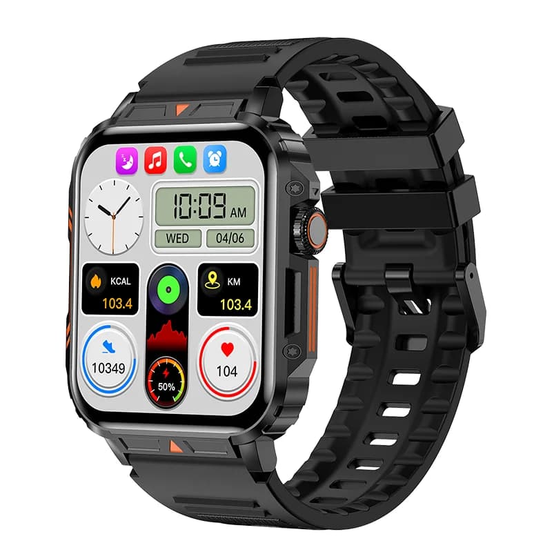 Montre connectée militaire pour hommes, moniteur de santé, appels sans fil, montre connectée fitness