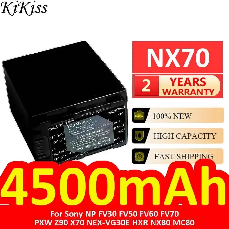 Batterie de caméra vidéo NX70 4500mAh pour Sony NP FV30 FV50 FV60 FV70 Pxw Z90 X70 Nex-VG30E Hxr NX8