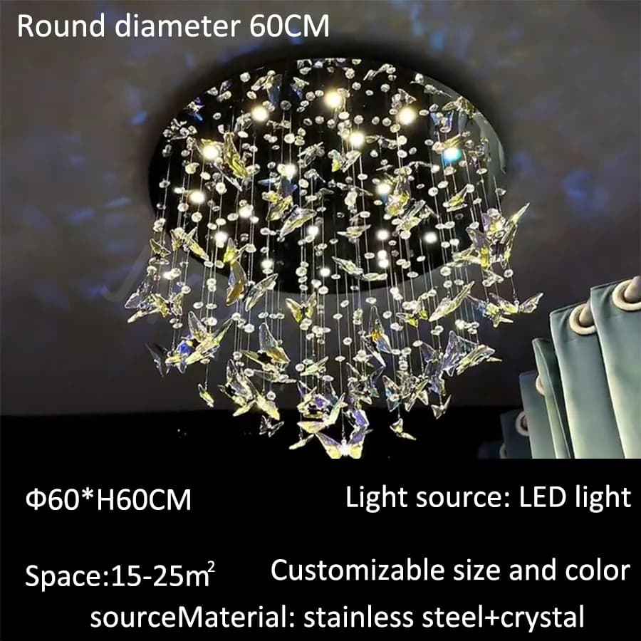 Nordique Villa hôtel papillon cristal lustre salon de luxe K9 cristal suspension Lustre escalier pla