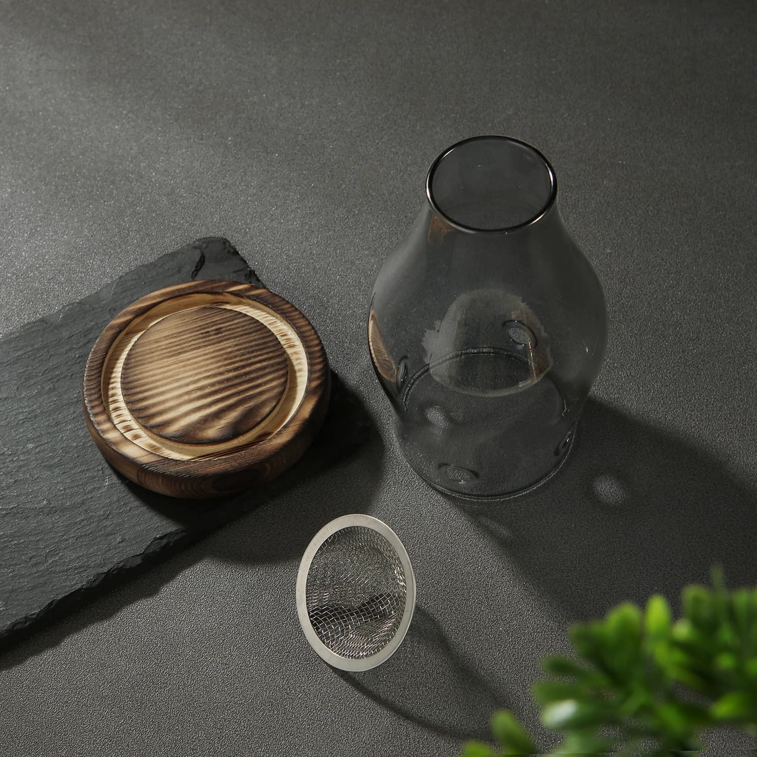 Bougeoir en verre, support chauffant avec Base en bois, brûleur d'encens d'aromathérapie pour Yoga S