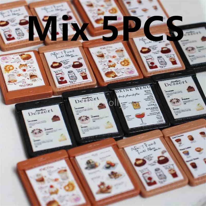 Modèle de menu miniature pour maison de poupée à l'échelle 1/12, décoration de cuisine en résine min