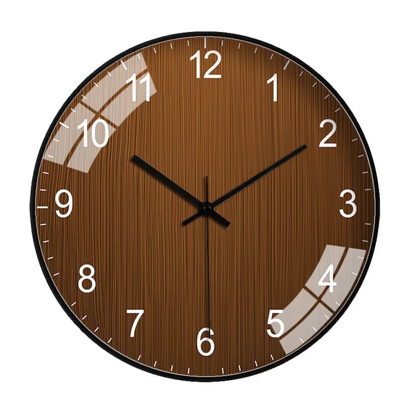 Horloge murale ronde moderne en bois grainé, sans tic-tac, pour salon, chambre, cuisine, bureau, déc