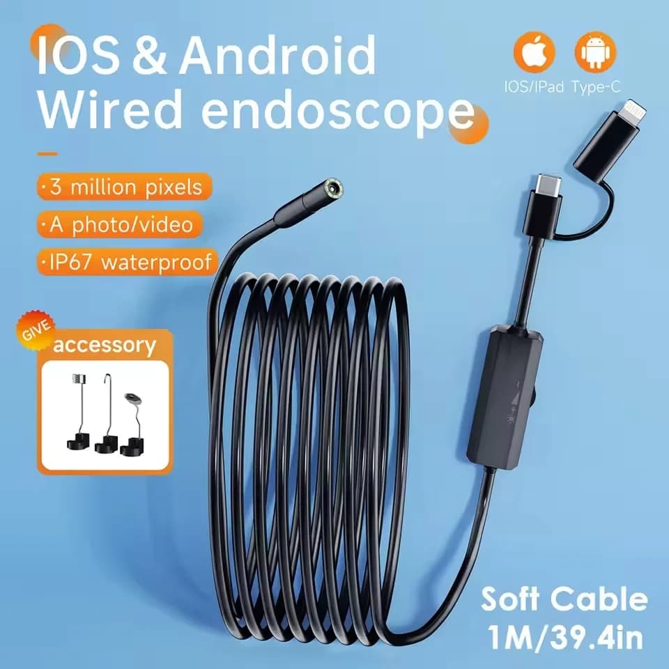 Caméra d'inspection endoscopique Android 2 en 1, Mini caméra d'inspection IOS type-c pour IOS iphone