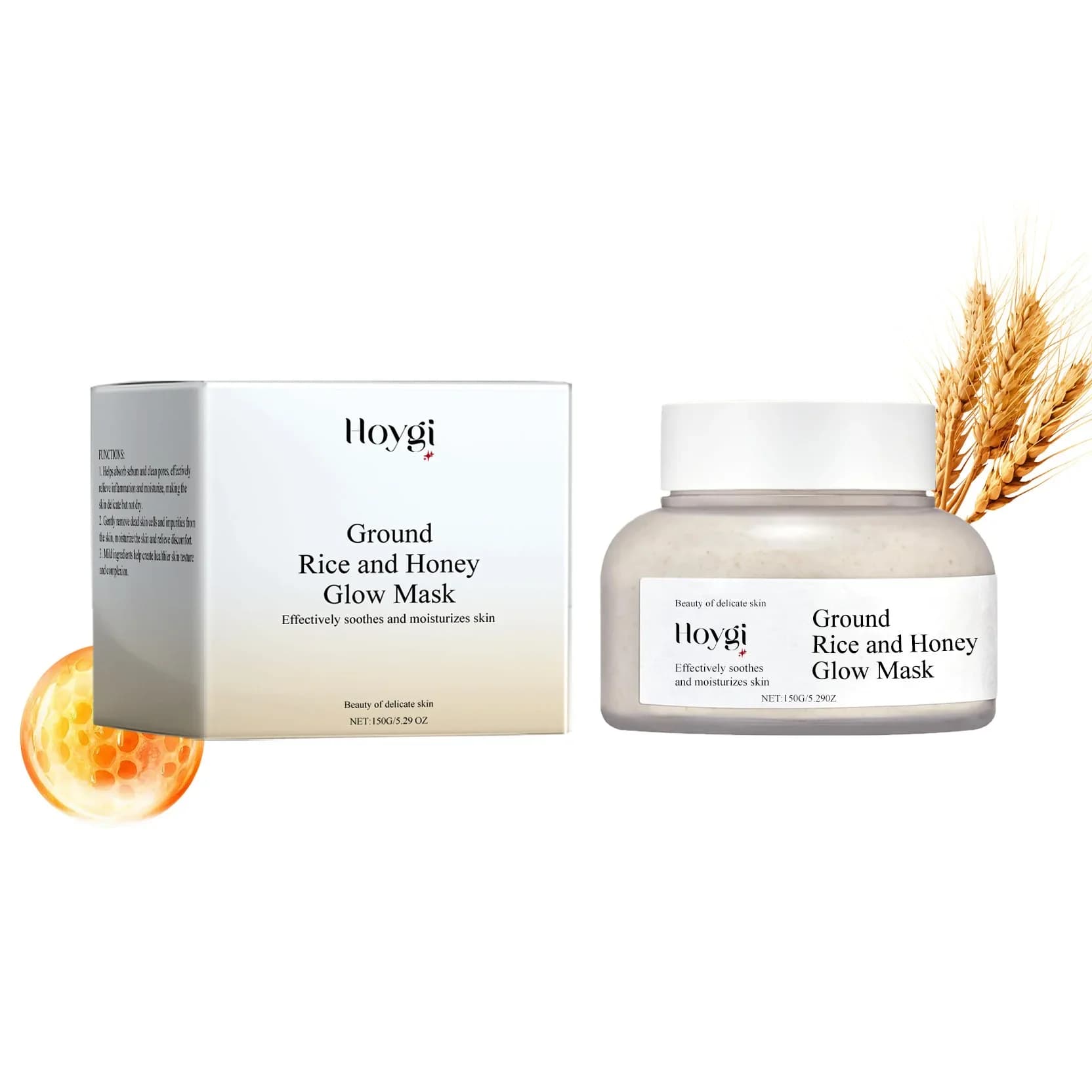 Masque facial au riz et au miel, hydratant, estompe les taches foncées, réparation hydratante, éclai