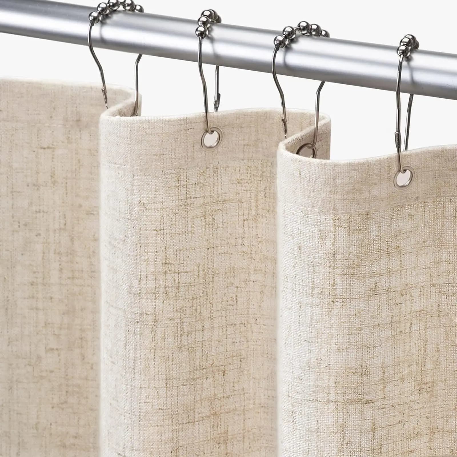 Rideau de douche en lin Beige, style Boho, pour salle de bain, tissu naturel, doublure en tissu de c