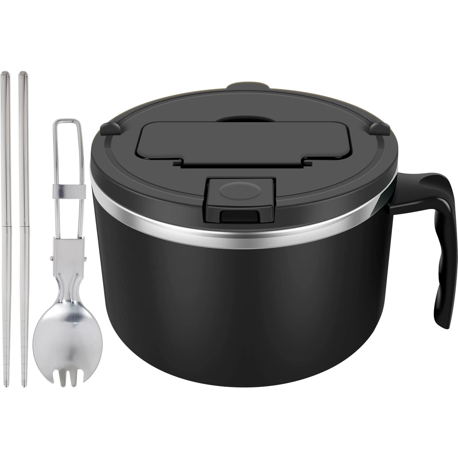Bol Ramen avec couvercle filtrable 1200ml, bol à nouilles Ramen micro-ondes avec cuillère baguettes,