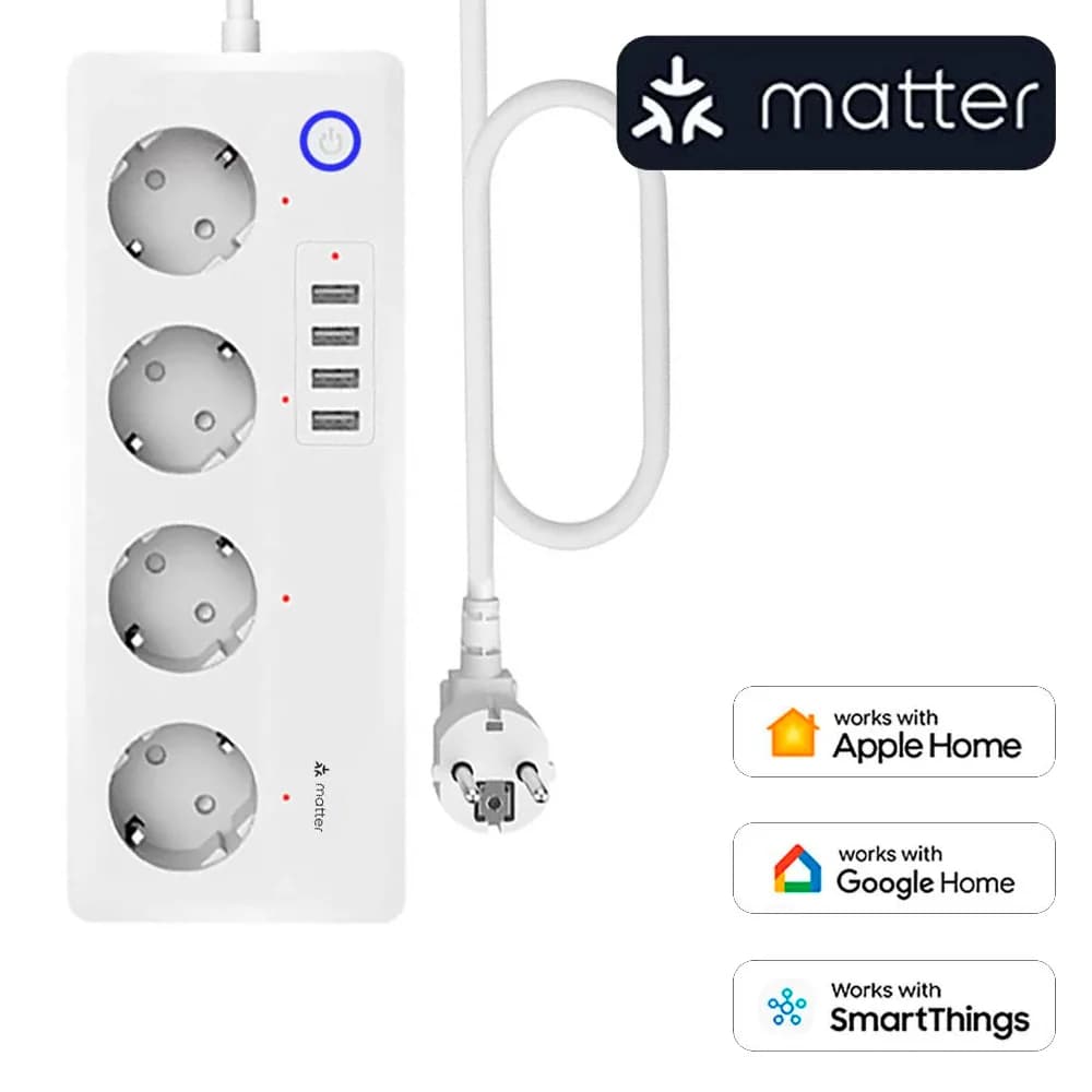 LELLKI Multiprise Intelligente 16A avec Ports USB, Adaptateur Secteur UE/Corée, Compatible Apple Goo