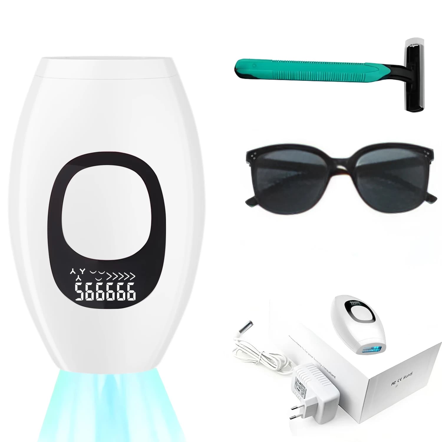 Épilateur laser IPL à affichage numérique, machine à couper les cheveux, lisseur, rasoir vibrant pou