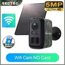 Caméra de sécurité solaire SECTEC 4G, extérieure, 5MP, camouflage, sans fil, WiFi, batterie, vision