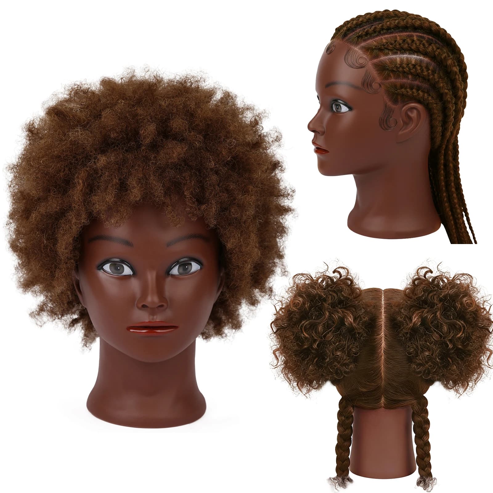 AliLeader 8 pouces mâle cheveux humains formation Mannequin tête Afro maquillage formation coiffeur