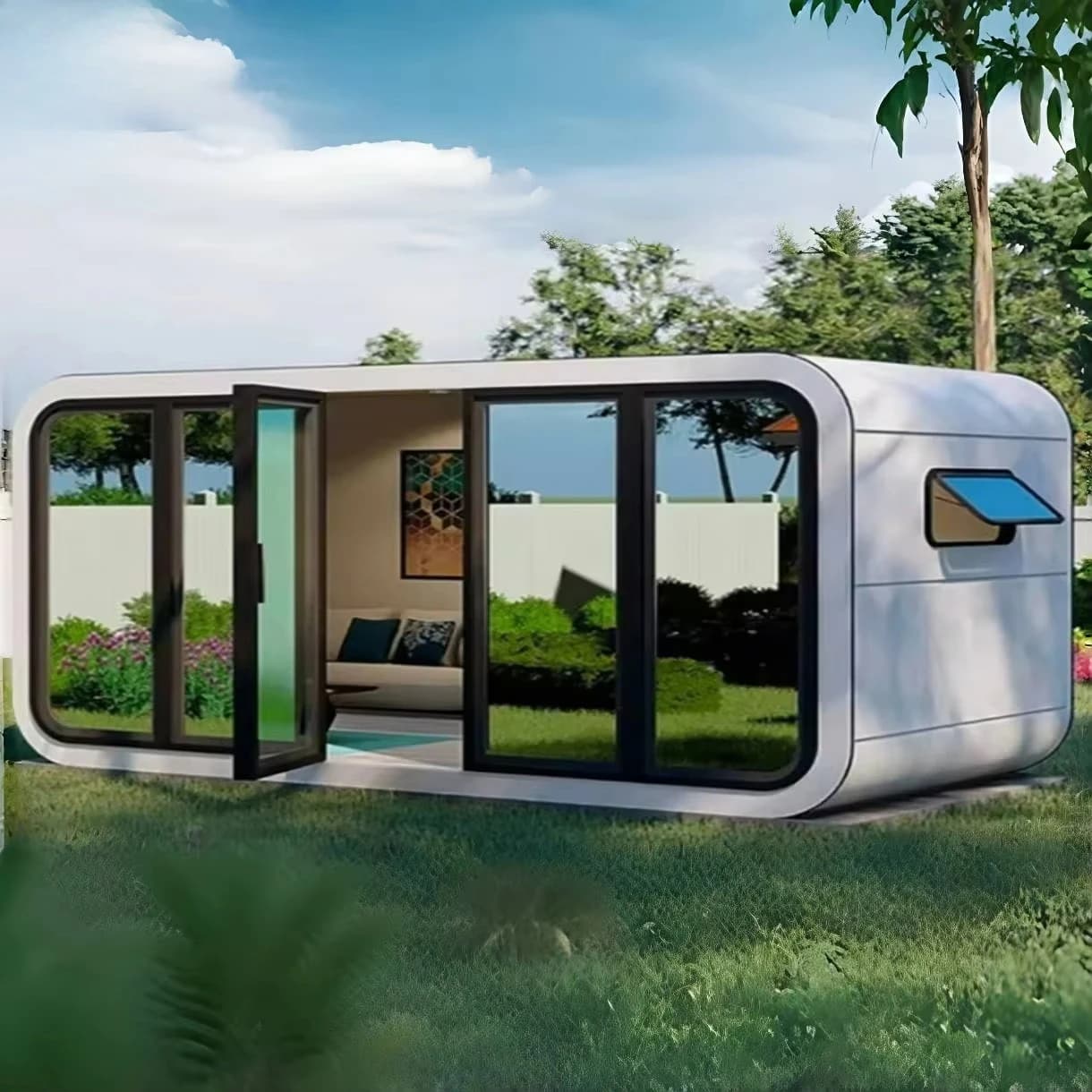 Bacelles modulaires vertes pour maison et bureau, petite structure en acier, pour hôtels et prêtes à
