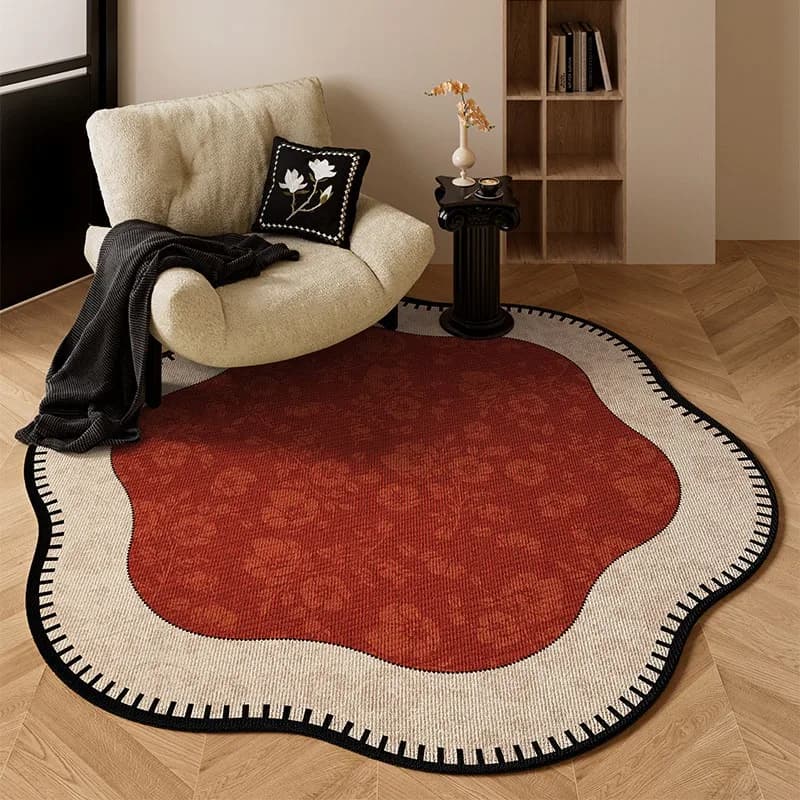 Tapis de salon rond résistant aux taches, durable, résistant à l'usure, tapis de sol luxueux à motif