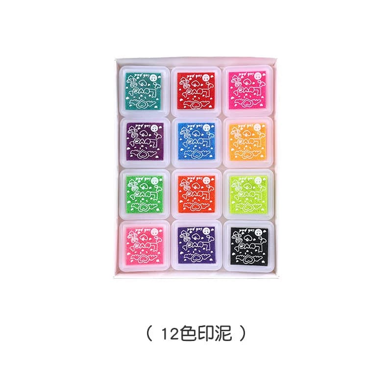 Tampons encreurs multicolores 12/24 couleurs pour empreintes digitales, tampons encreurs DIY pour pe