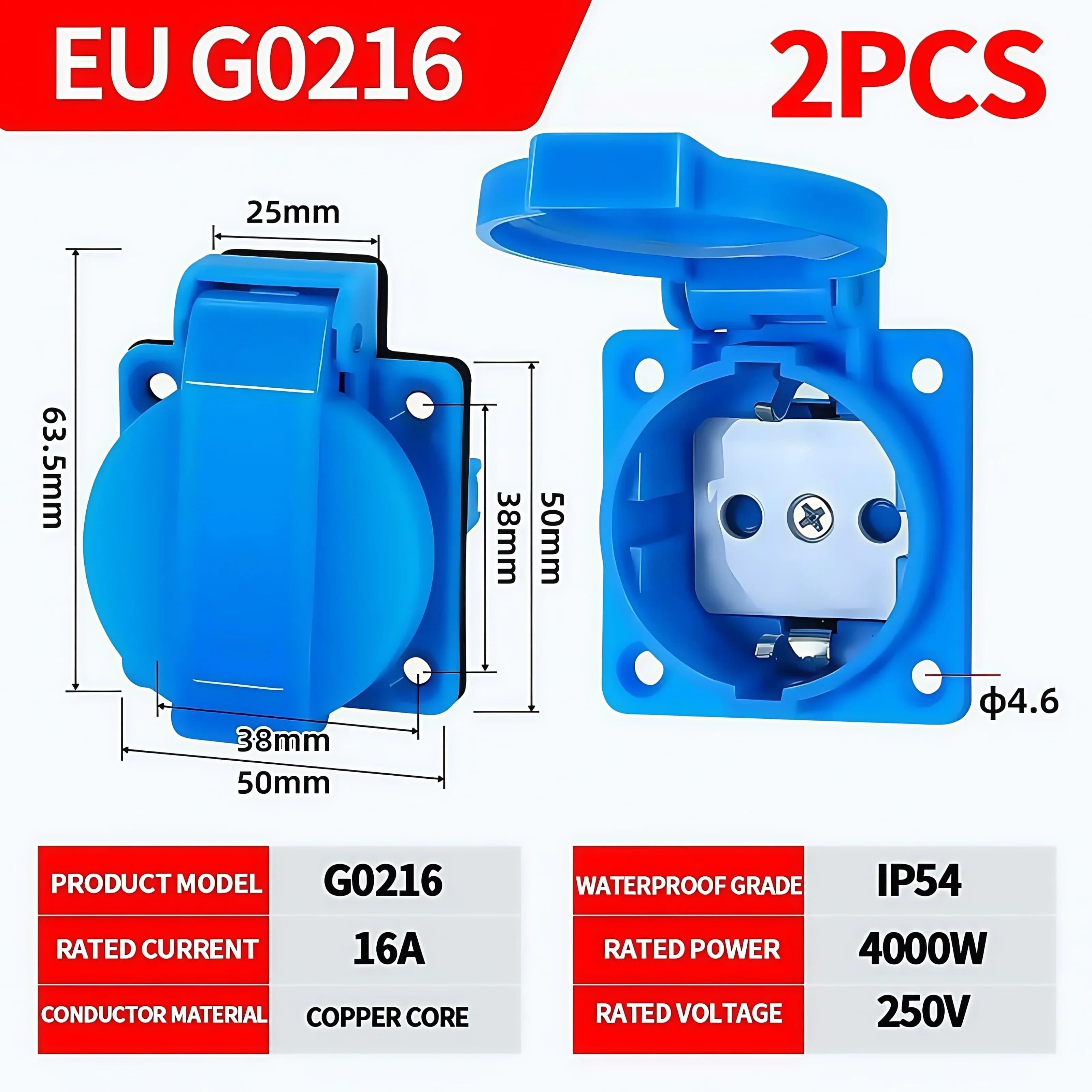 Prise industrielle étanche IP54 16A/250V, connecteur multifonctionnel, prise murale pour montage sur