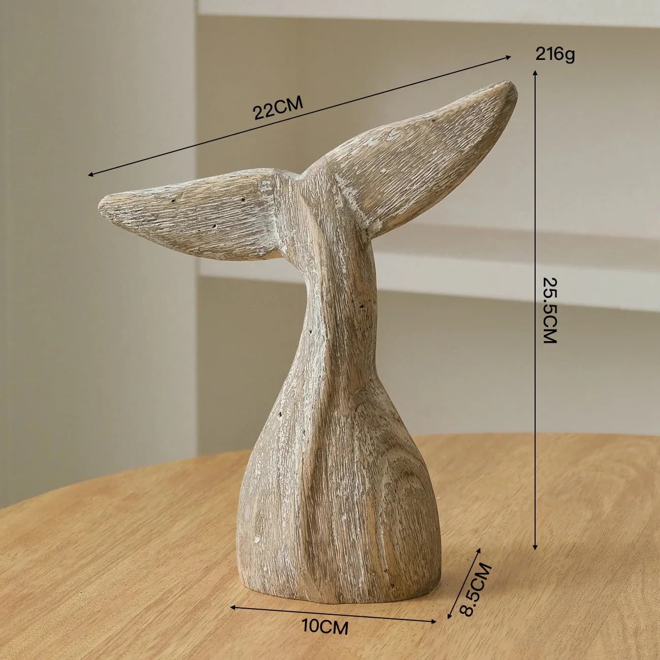 Ornement de queue de baleine vintage en bois fait main, sculpture nautique côtière pour décoration d