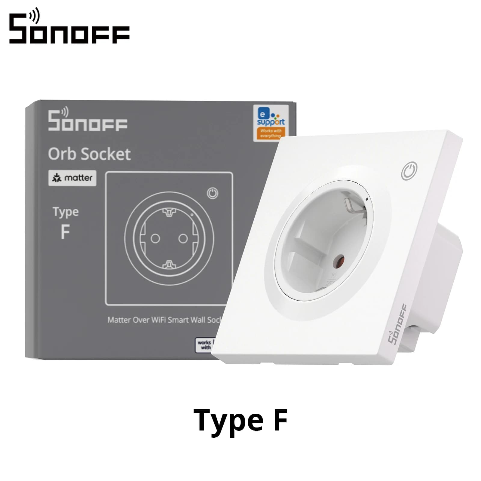 SONOFF Orb Prise murale intelligente Wi-Fi (Type F/Type E) compatible Matter, avec suivi de la conso