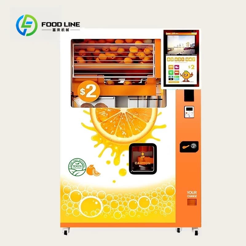 Distributeur automatique de jus d'orange et de pomme fraîchement pressé, personnalisable, en promoti