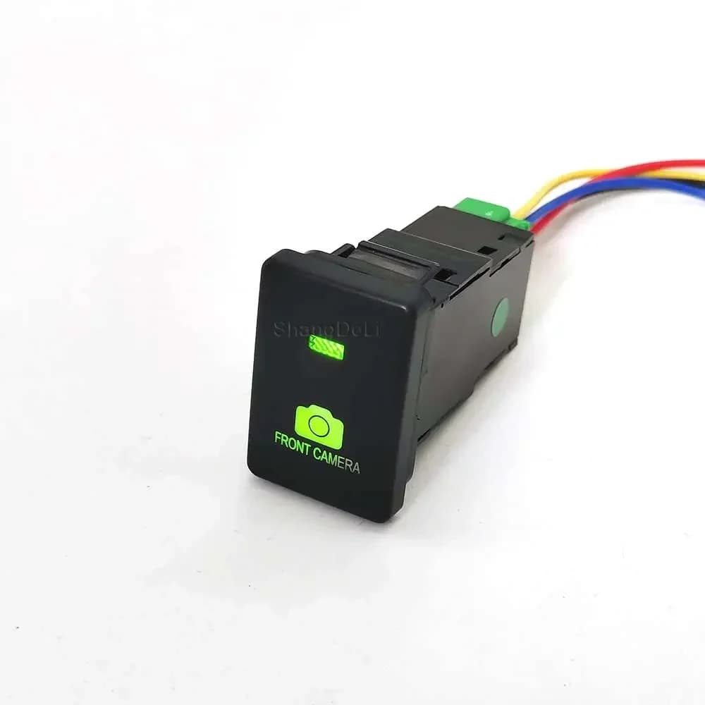 Lumière LED verte 12V pour voiture, caméra avant, bouton-poussoir, interrupteur, accessoires pour To