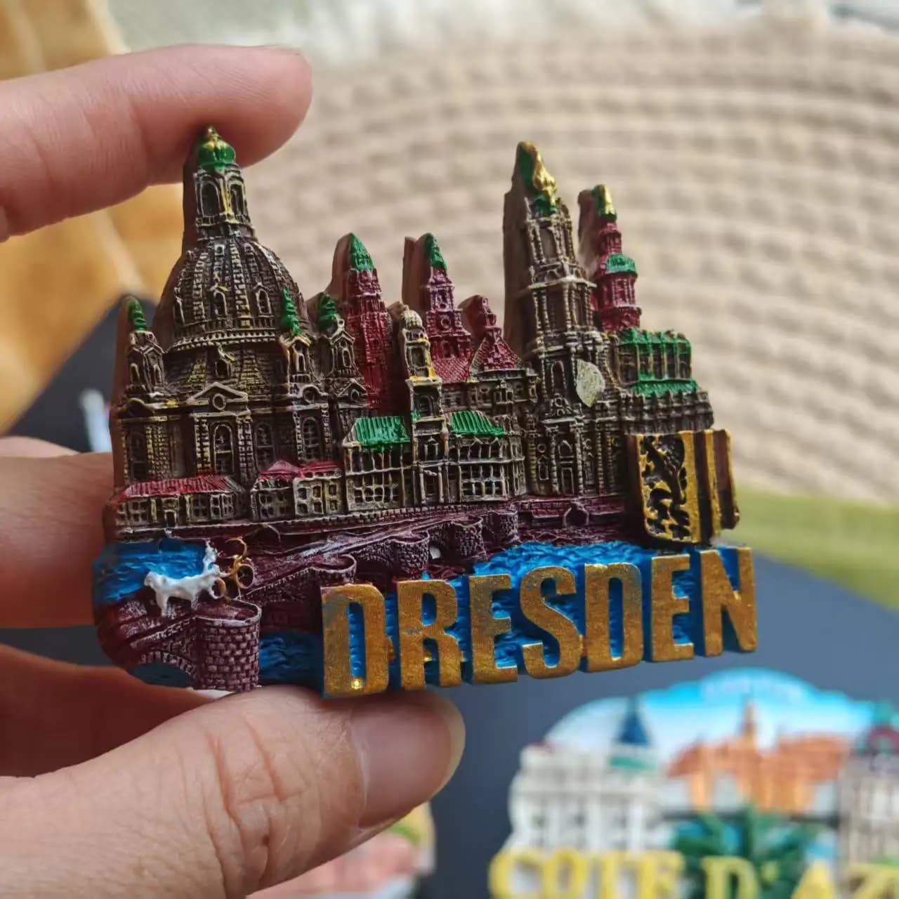 Aimant de réfrigérateur en résine 3D : Dresden, Allemagne, Budapest, Monaco, Paris, Inde, France, No