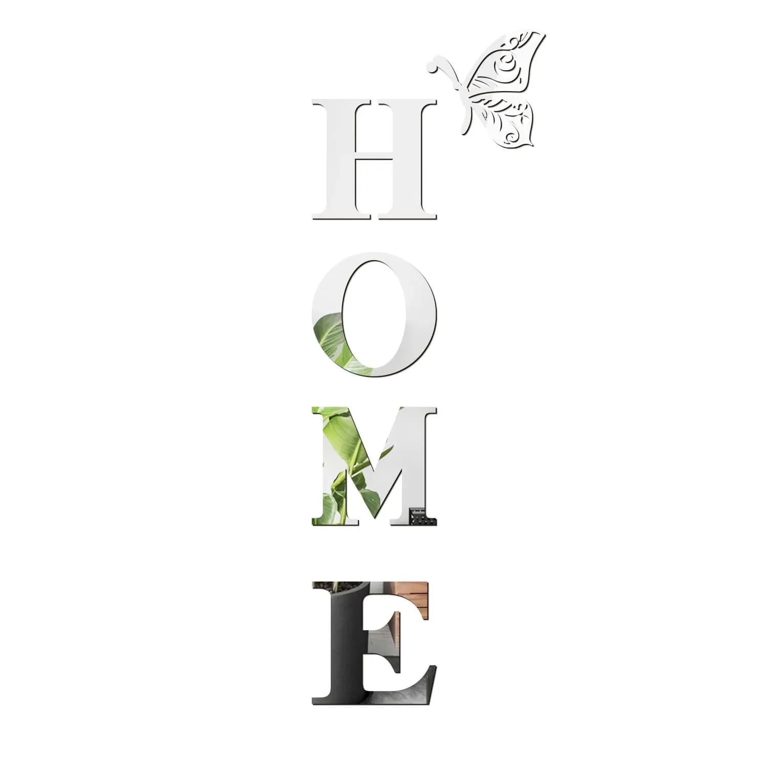 Autocollant mural miroir 3D avec Logo de maison, décoration d'entrée, décoration de la maison
