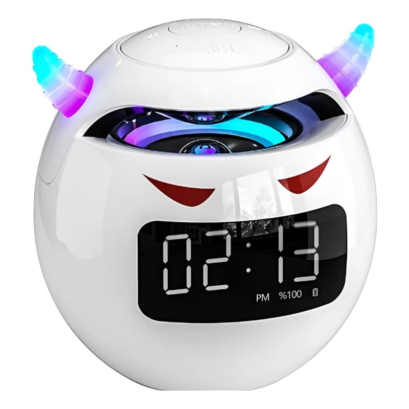Haut-parleur Bluetooth en forme de boule, double réveil numérique LED, voix intelligente, multifonct
