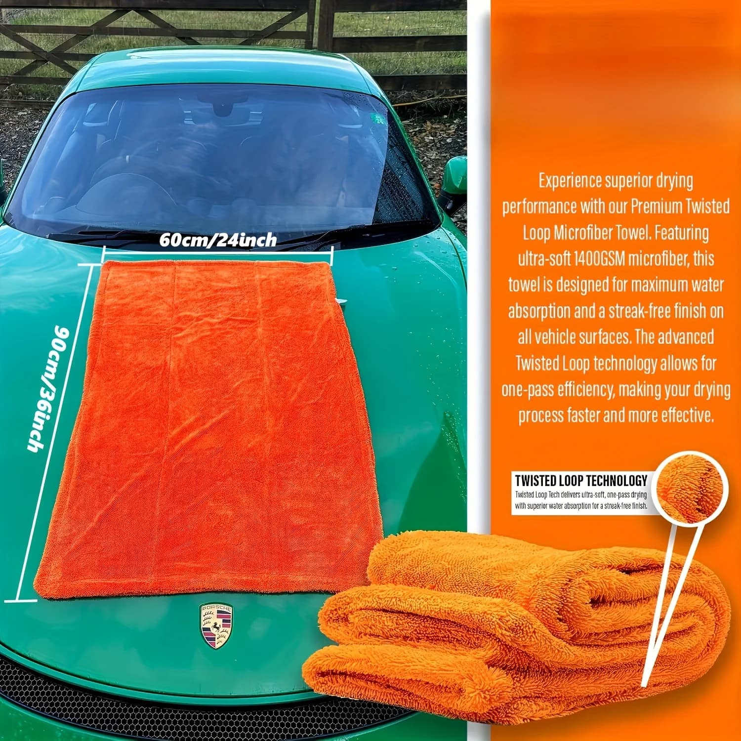 Grande serviette de nettoyage de voiture XXL – Tissu microfibre velours durable super absorbant, ada