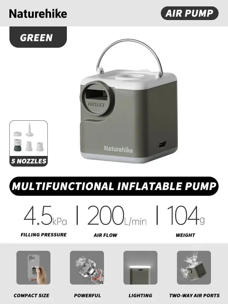 Naturehike 3 en 1 pompe à Air pompe de gonflage électrique pour matelas pneumatiques gonfler dégonfl