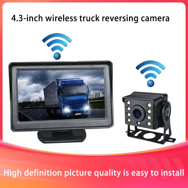 Caméra de recul sans fil 4,3 pouces HD vision nocturne TFT LCD pliable pour camion, bus, camping-car
