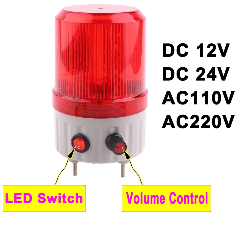 Lumière d'alarme rotative à Volume réglable, lampe LED clignotante avec voyant d'avertissement sonor