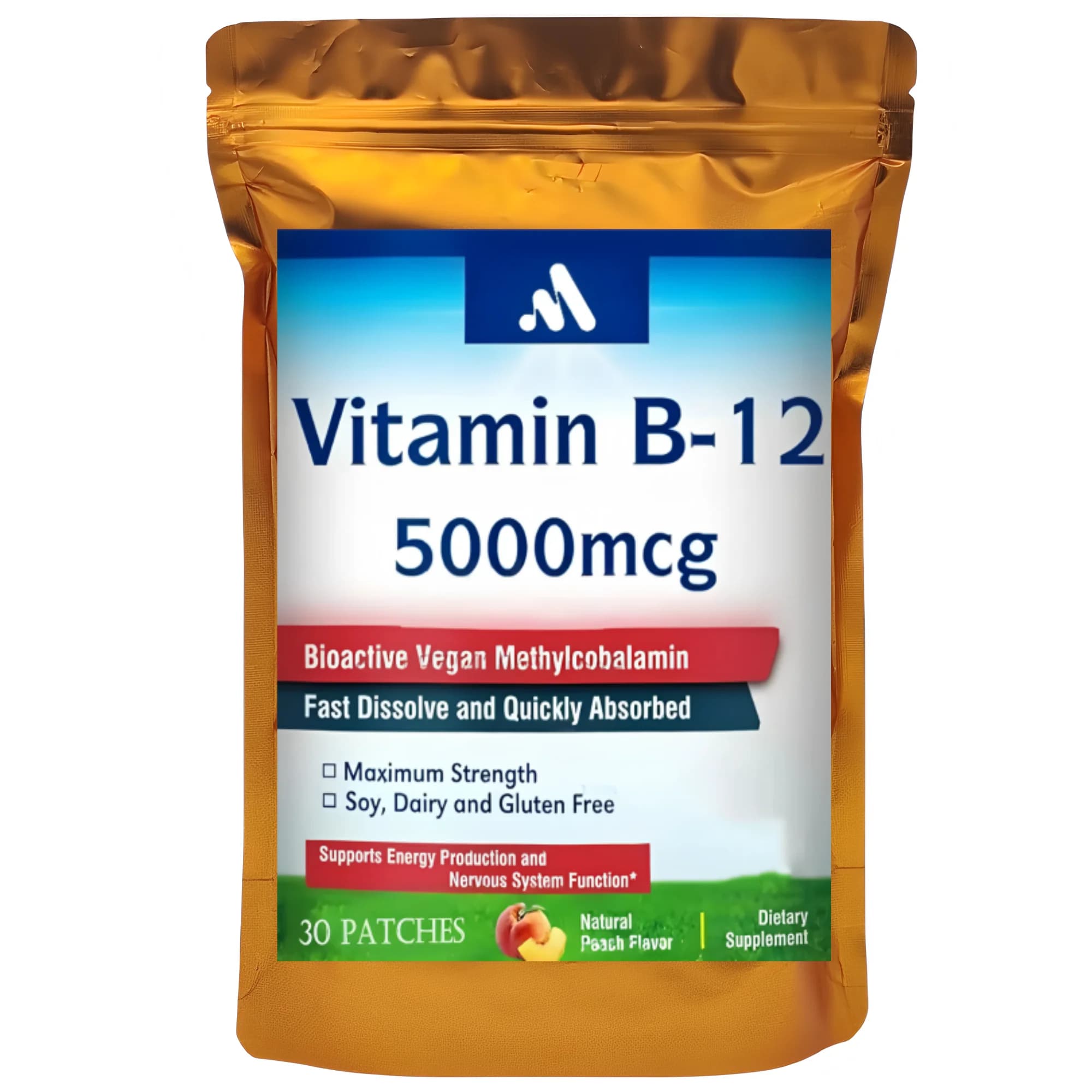 30 patchs Vitamine B12 5000 mcg Patchs transdérmiques, avec vitamines B2, B6 - Soutient la productio