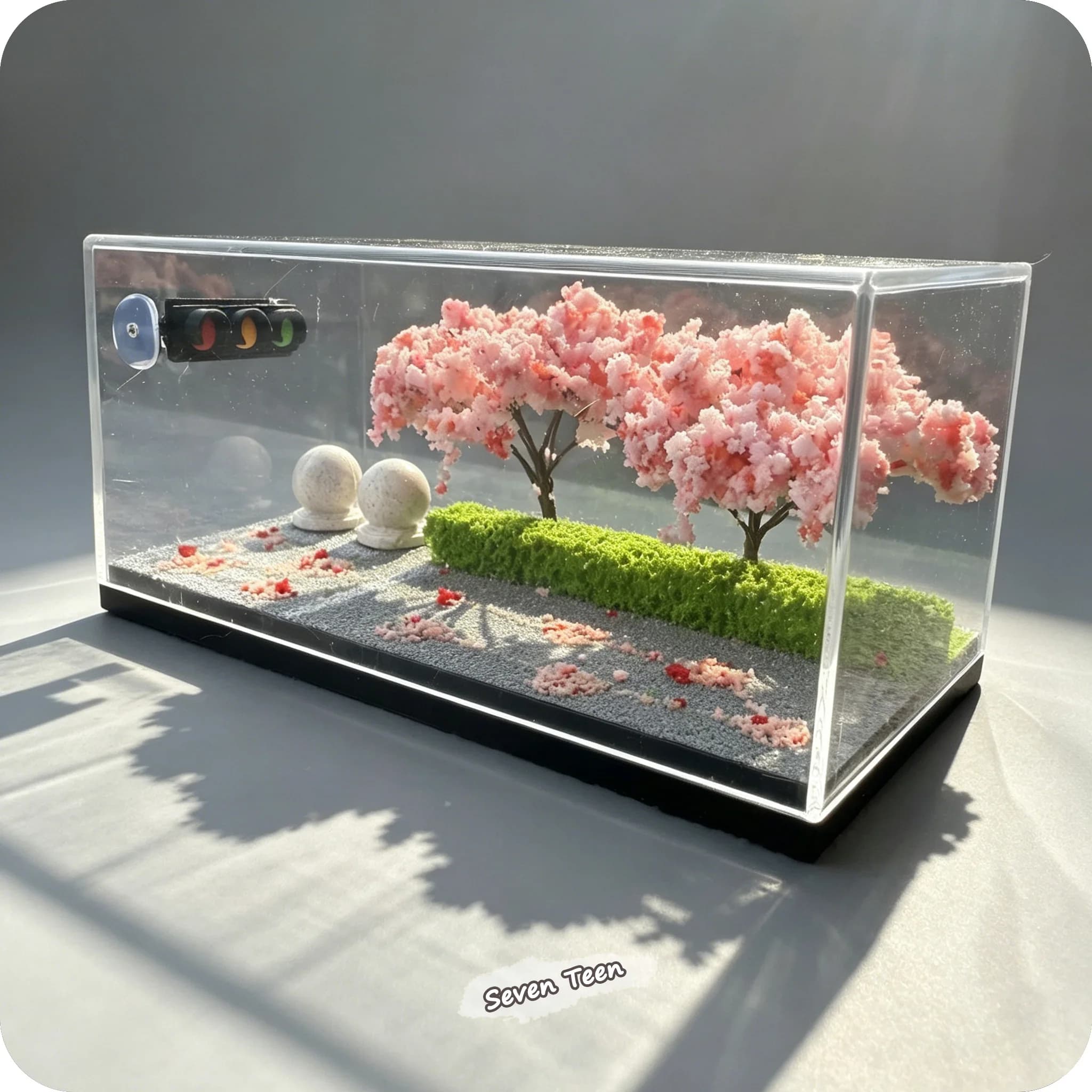 Boîte de présentation de modèle de voiture 1:64 avec scène de feux de circulation routiers, décor d'