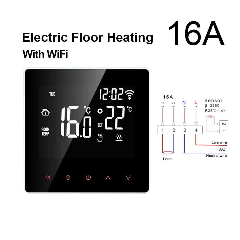 AVATTO – Thermostat intelligent WiFi, chauffage électrique au sol, chaudière à eau/gaz, télécommande