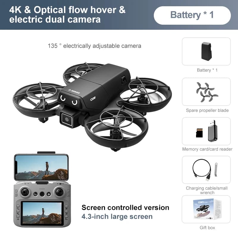 Drone D36 4K HD Photographie Aérienne Double Caméra Écran RC Quadricoptère avec Éclairage Dynamique