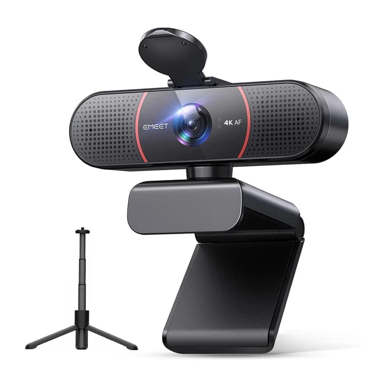 Webcam 4K avec trépied EMEET, caméra USB pour ordinateur, autofocus, streaming, avec microphones pou
