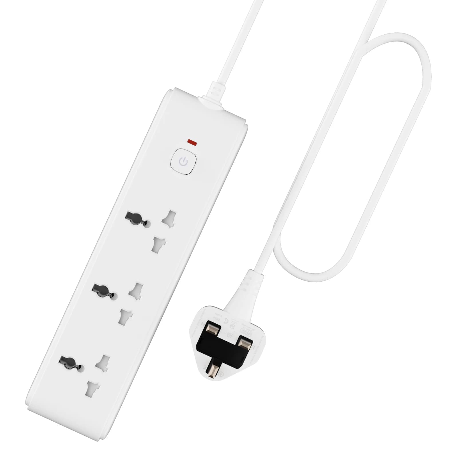 Rallonge électrique de 1,8 m, multiprise 3/4/5 voies avec interrupteur, charge maximale de 2500 W, p