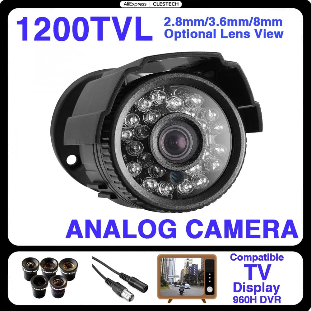 1200TVL HD CVBS caméra de vidéosurveillance analogique Compatible TV Mini extérieur IP66 étanche ave