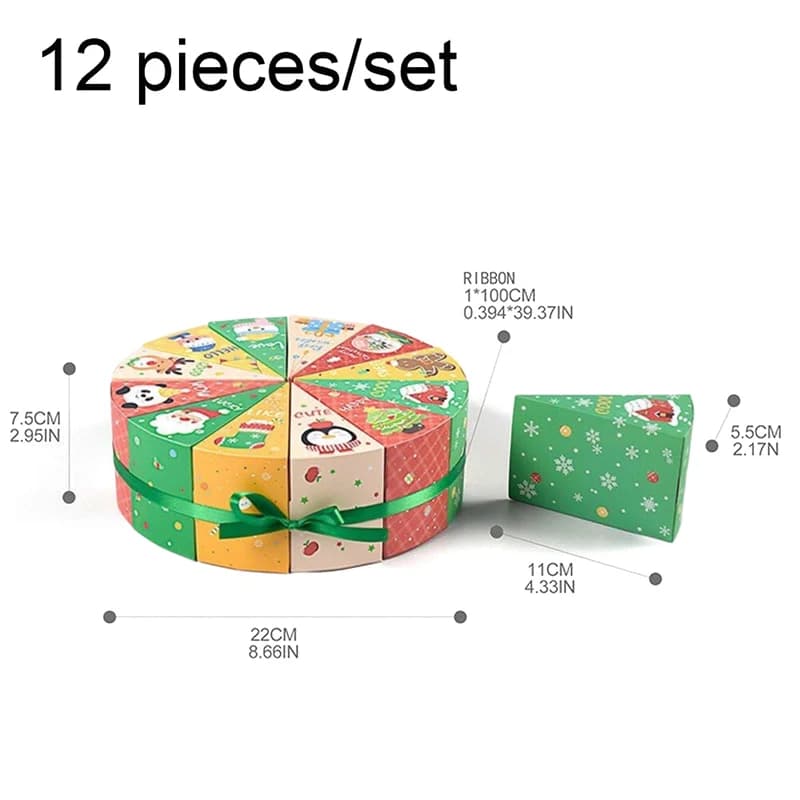 Boîte à bonbons joyeux noël, 12 pièces, coffrets cadeaux en forme de gâteau, boîte Packagi cadeau de