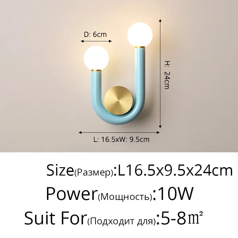 Designer danois créatif coloré en forme de U mur LED lampe étude salon chambre chevet couloir escali