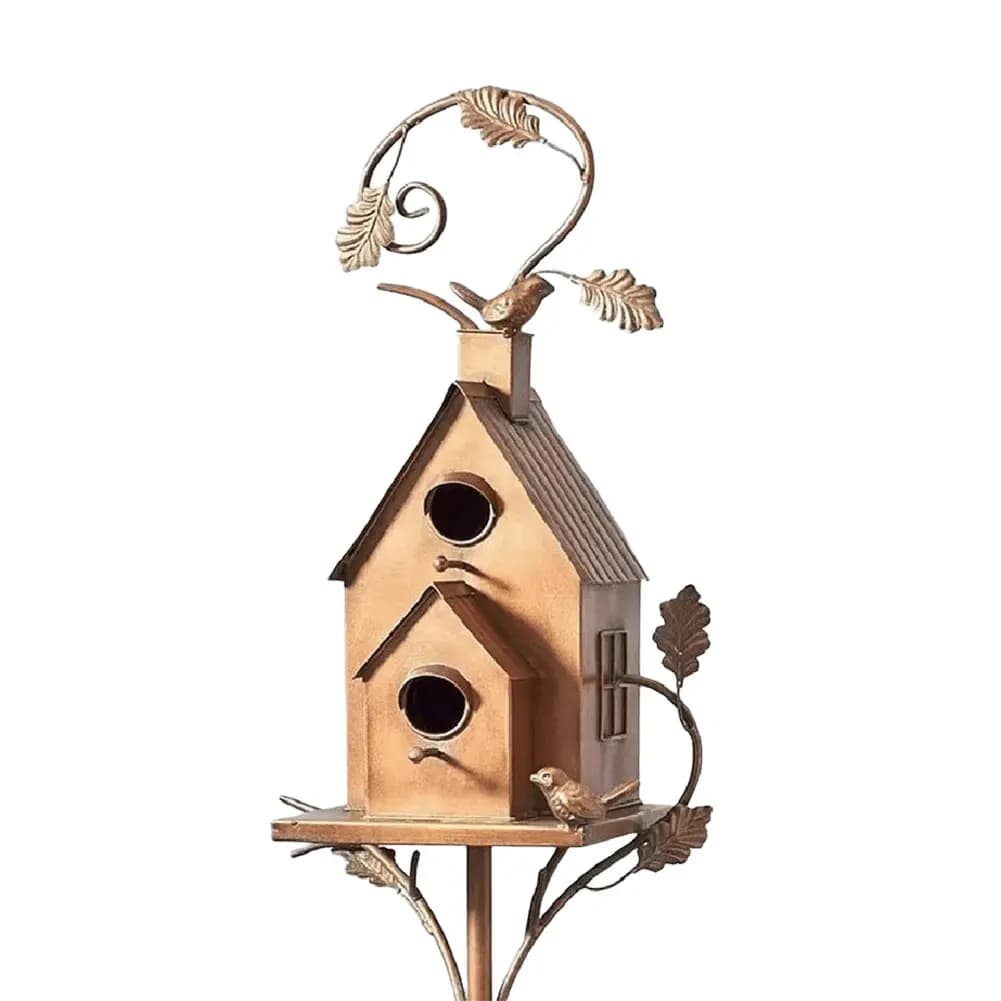 Piquets de jardin pour nichoir, maison à oiseaux en métal avec poteau, maisons à oiseaux pour l'exté