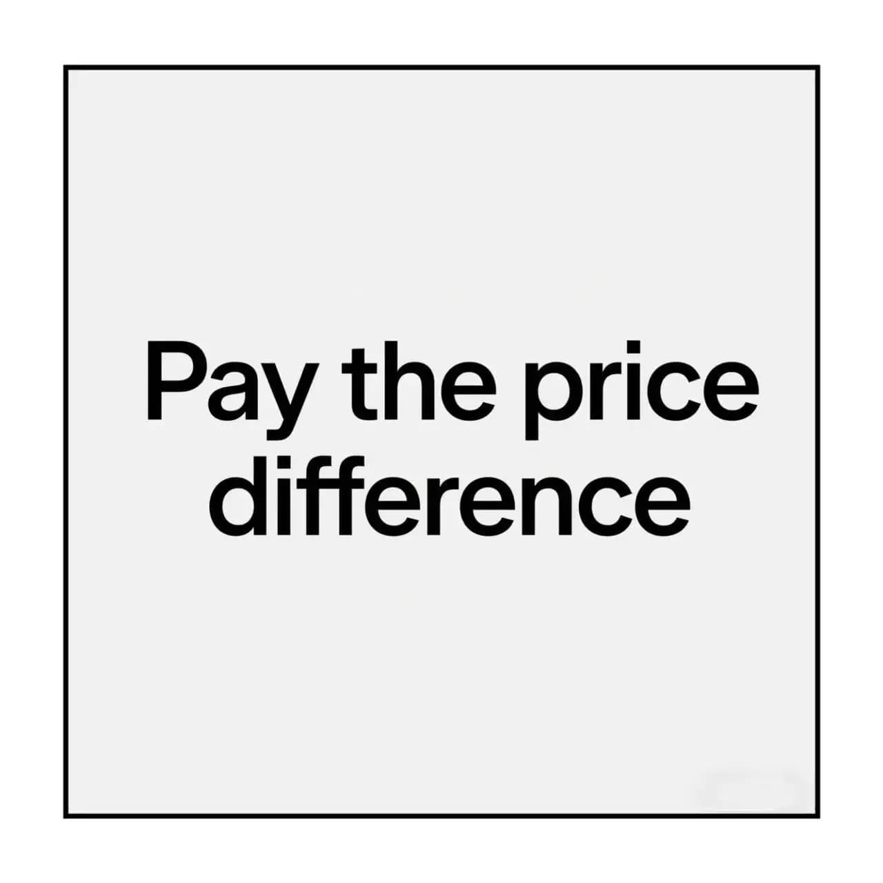 Paiement de la différence de prix de la commande