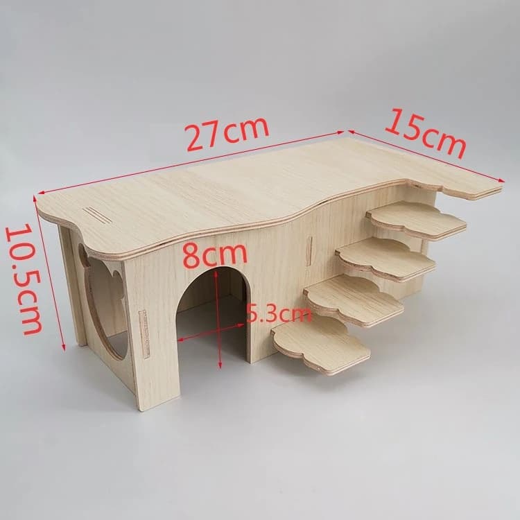 Maisonnette en bois assemblée pour hamster, avec labyrinthe multi-chambres, paysage, nid et platefor