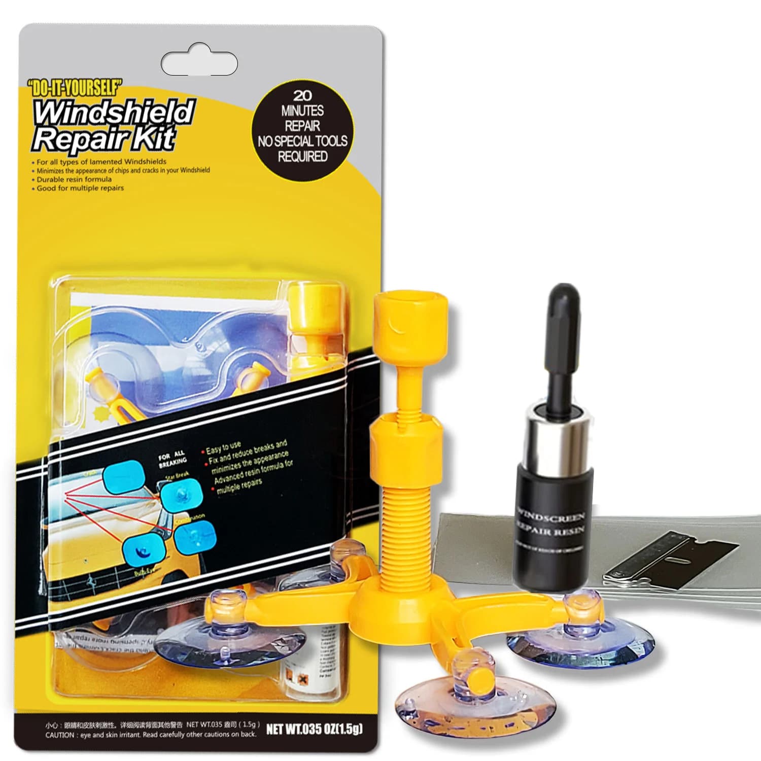 Kit de réparation de pare-brise pour éclats et fissures, Kit de réparation rapide et facile pour écl