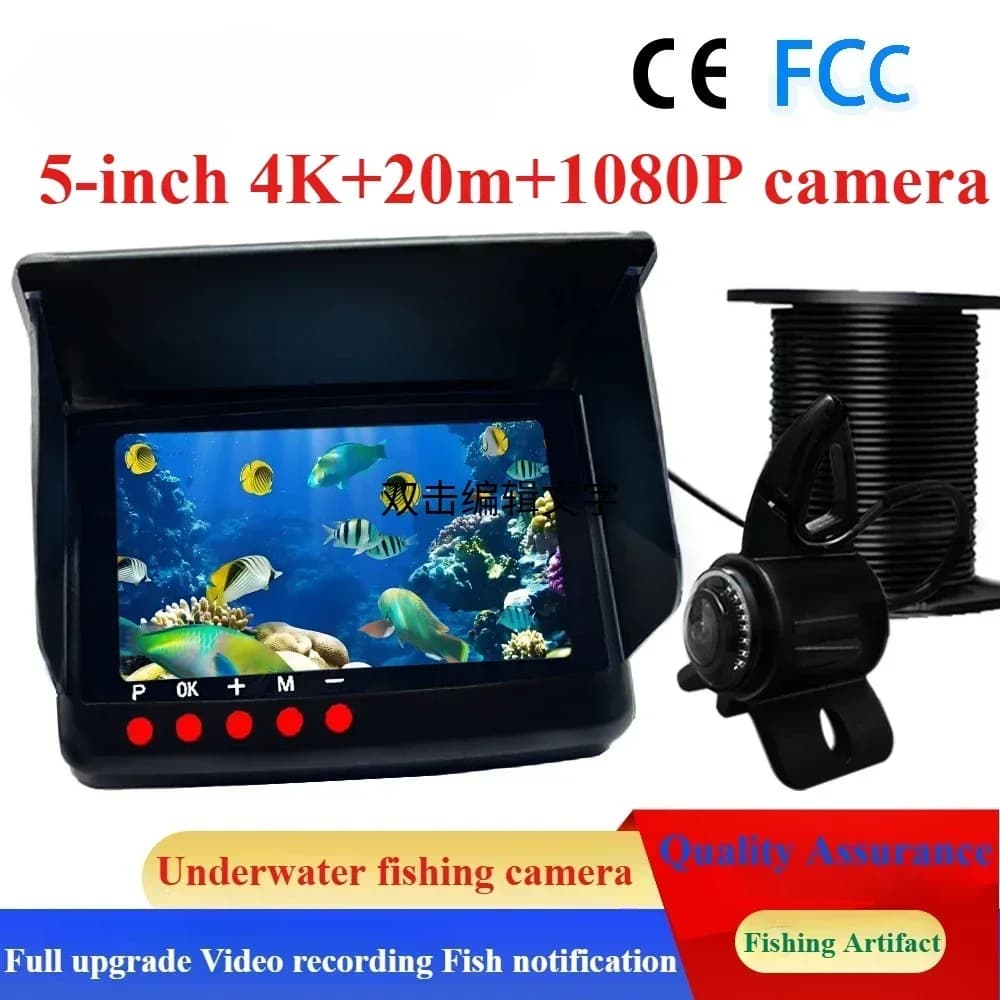 Caméra de pêche sous-marine 4K de 5 pouces avec enregistrement vidéo et fonction de diffusion des im