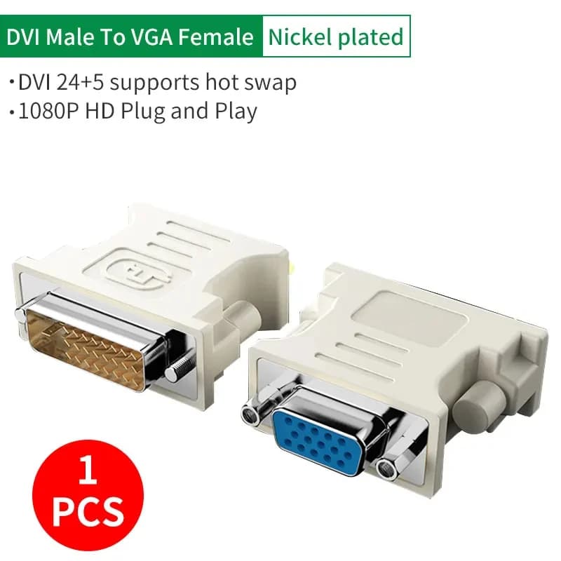Adaptateur DVI vers VGA, adaptateur DVI-I mâle 24 + 5 broches vers VGA femelle, convertisseur de car