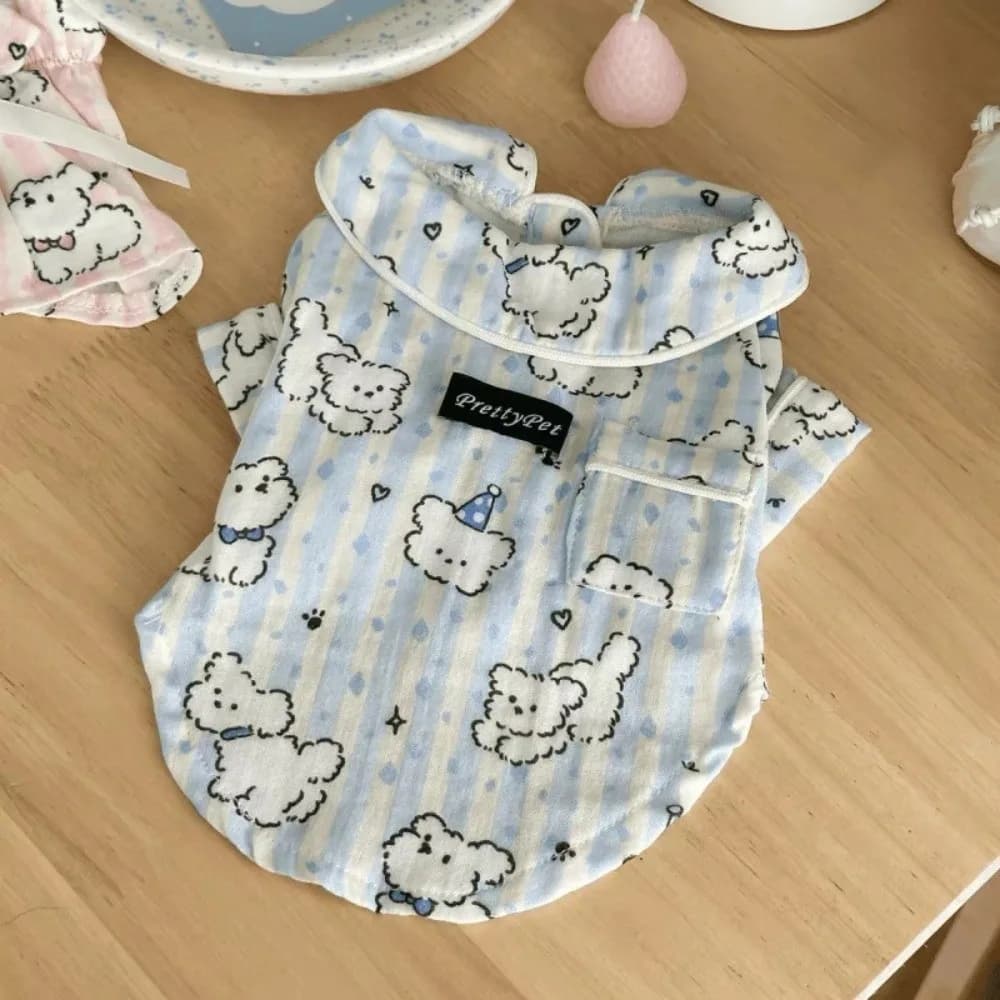 Nouvelle tenue de nuit respirante pour chien à motif chiot mignon, bleu et rose, vêtements d'intérie