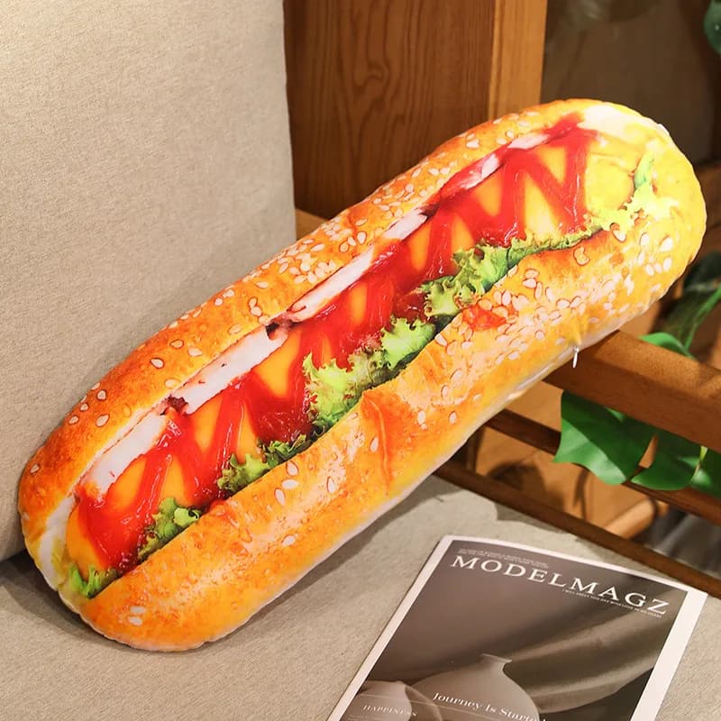 Coussin en peluche simulation pain 20/40/60cm, en forme de Baguette, Croissant, Hot Dog, Pain grillé