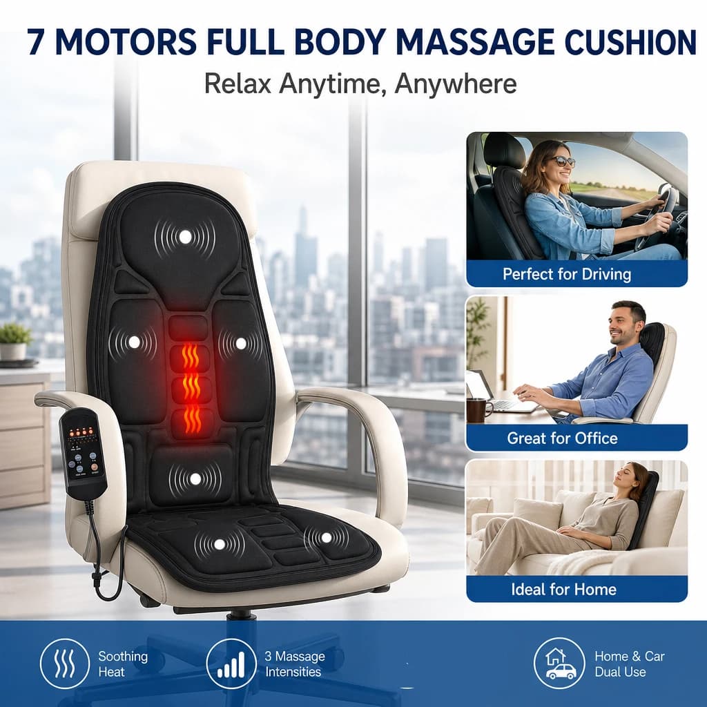 Masseur électrique de dos, chaise de Massage, coussin chauffant, vibrant, voiture, maison, bureau, m